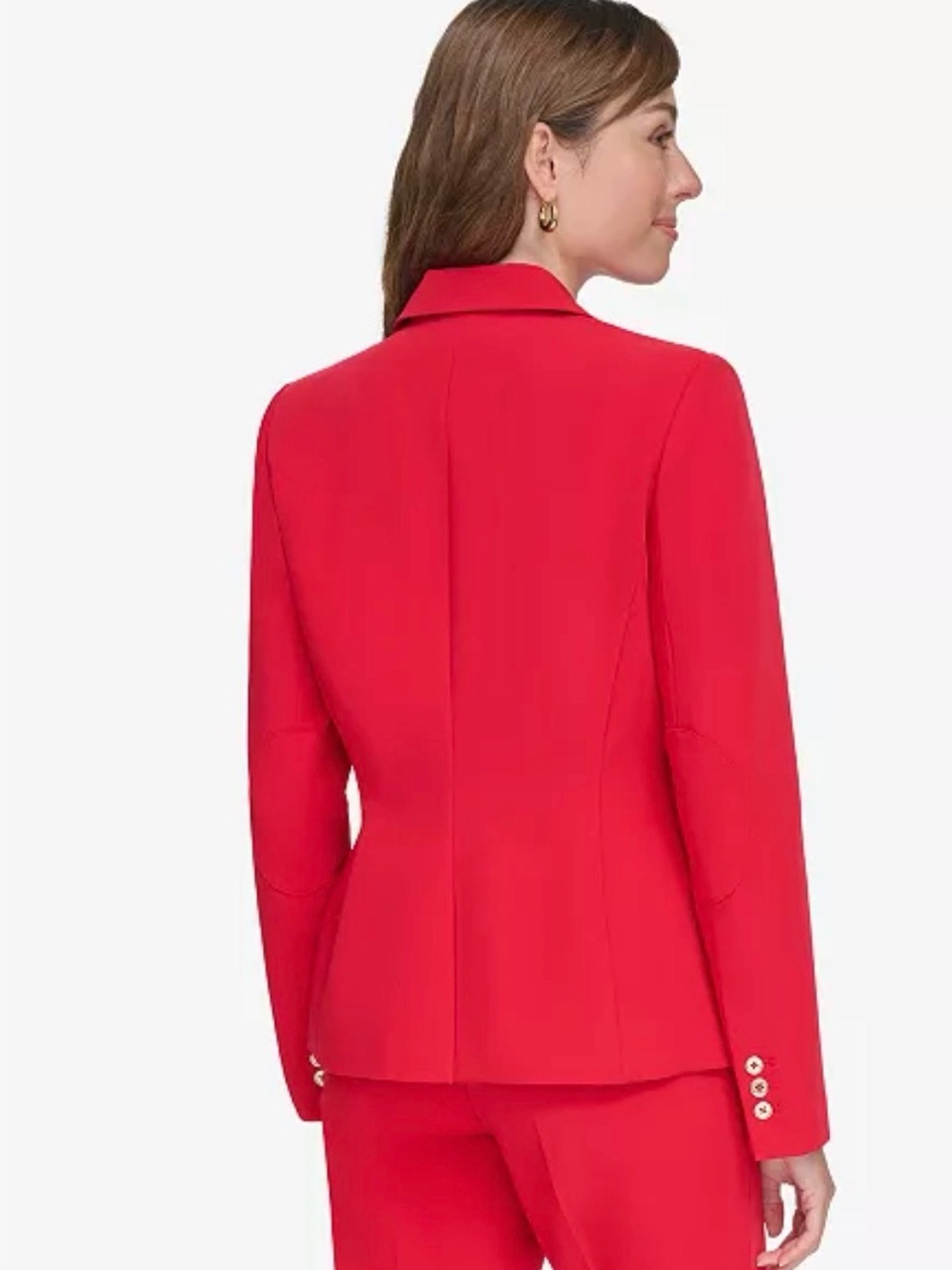 Tommy Hilfiger Women's Red Single-Button Blazer Jacket - Picture 3 of 5